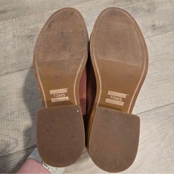 Toms Leila Heeled Mules Sz 8 In Burgundy Genuine Suede Tassel Accent Boho Chic - Picture 8 of 9